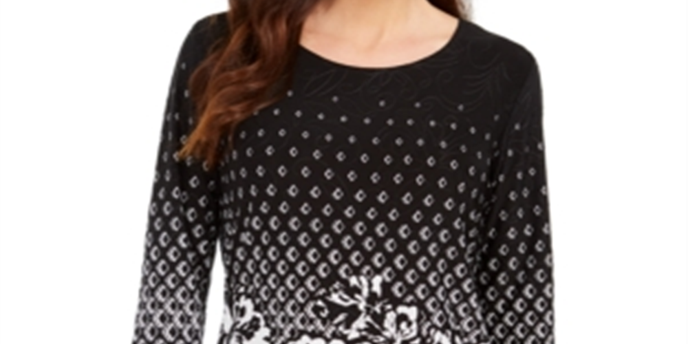JM Collection Top estampado feminino preto tamanho XX-G