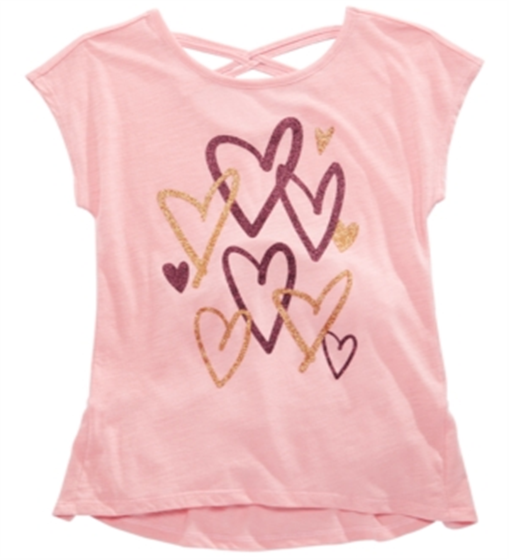 Camiseta Epic Threads Big Girl's Scribble Heart Rosa Tamanho Médio