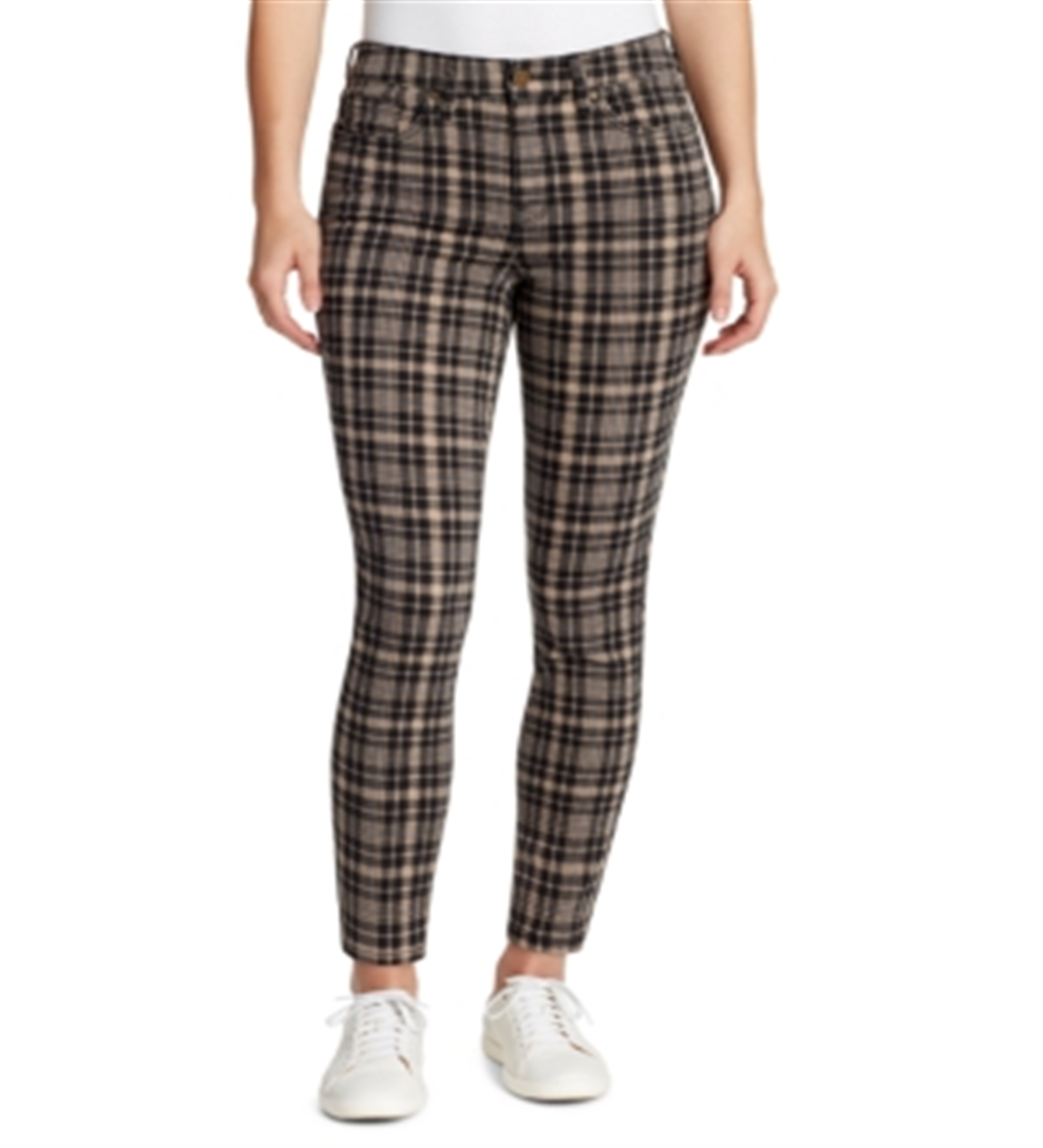 Calça jeans reta slim xadrez feminina William Rast, marrom, tamanho 26