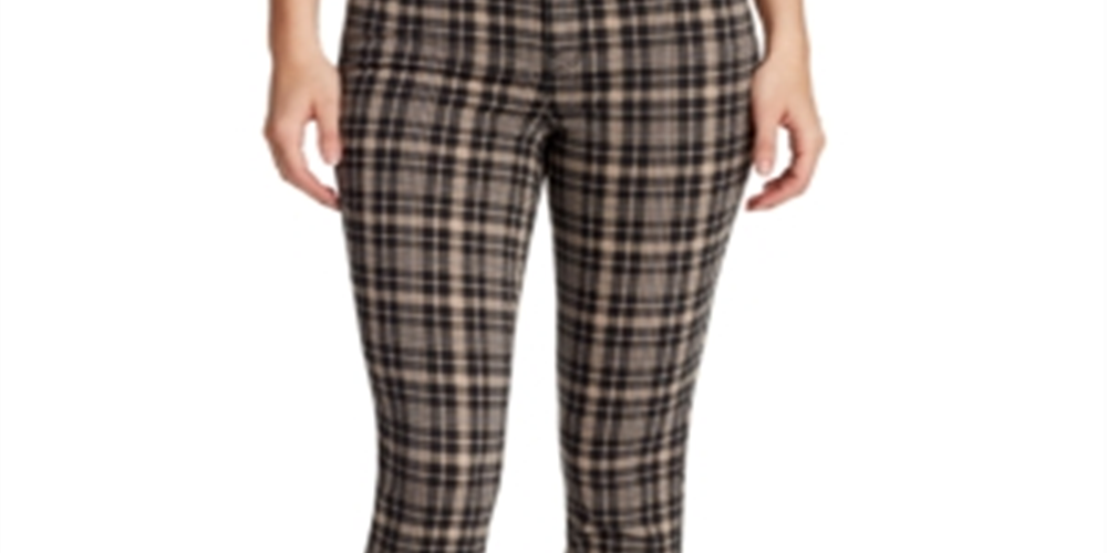 Calça jeans reta slim xadrez feminina William Rast, marrom, tamanho 26
