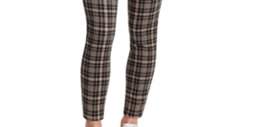 Calça jeans reta slim xadrez feminina William Rast, marrom, tamanho 26