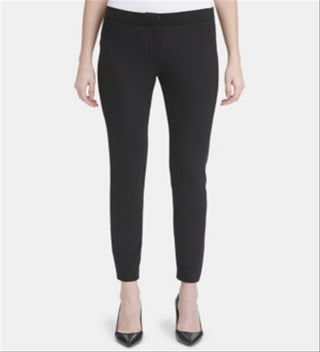 Calça skinny elástica com cintura elástica Calvin Klein feminina, preta, tamanho 14