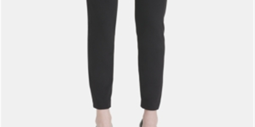 Calça skinny elástica com cintura elástica Calvin Klein feminina, preta, tamanho 14