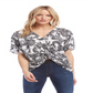 Karen Kane Blusa Feminina Estampada Frente Torcida Preta Tamanho Grande