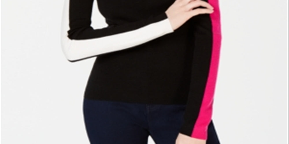 Suéter listrado feminino Bar III Varsity preto tamanho 2XS