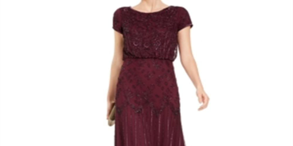 Vestido Blusão Feminino Adrianna Papell com Contas Vermelho Tamanho 8 Petite