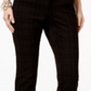Calça skinny xadrez flocada feminina Alfani, preta, tamanho 4, pequena