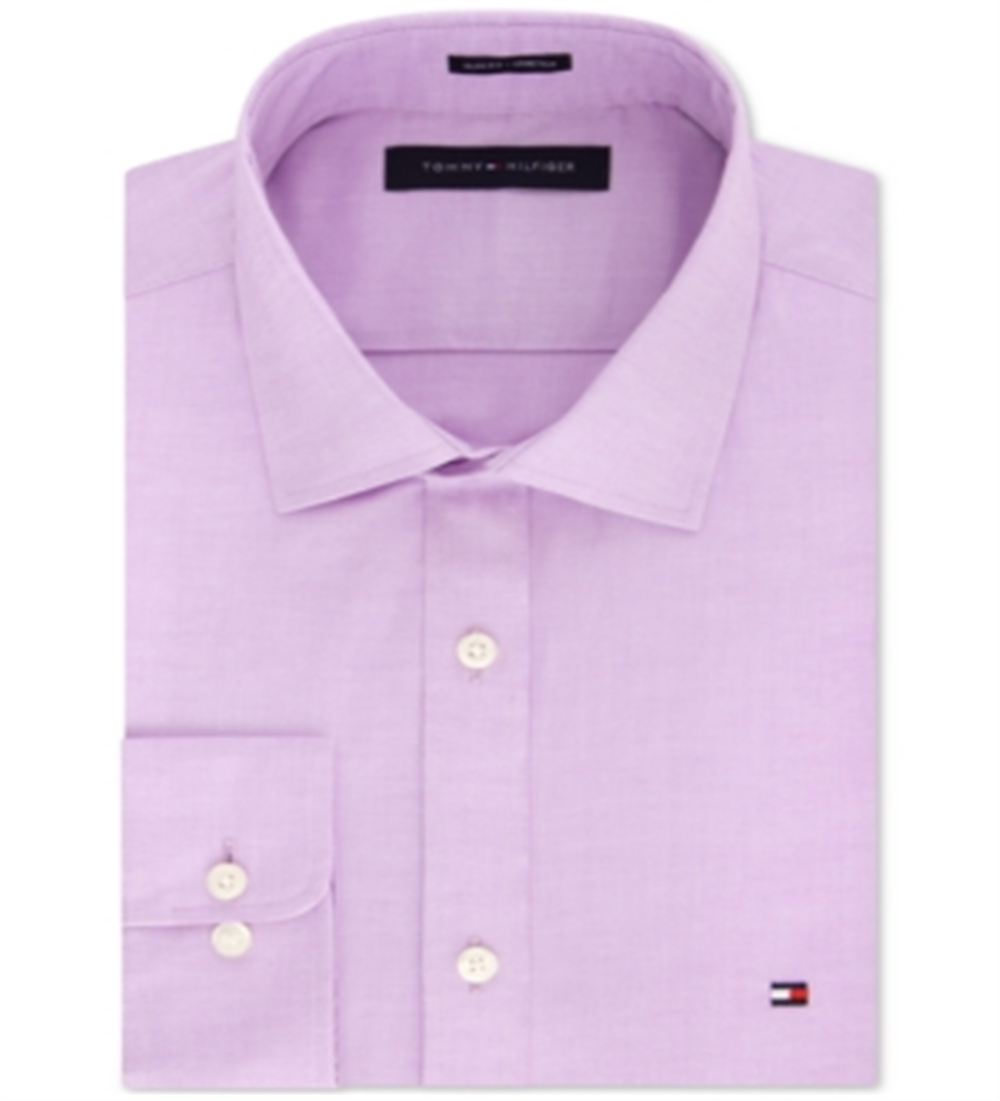 Camisa social masculina Tommy Hilfiger Slim Fit Stretch Solid Roxa Tamanho 14,5X32X33