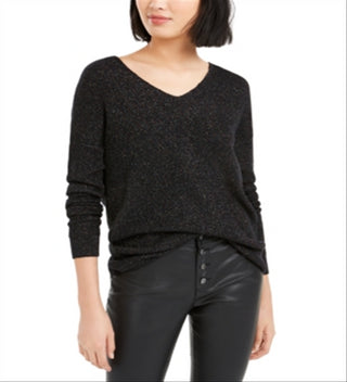 Bar III Suéter Feminino Glitter Wear 2 Ways Preto Tamanho Grande