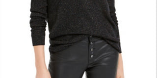 Bar III Suéter Feminino Glitter Wear 2 Ways Preto Tamanho Grande