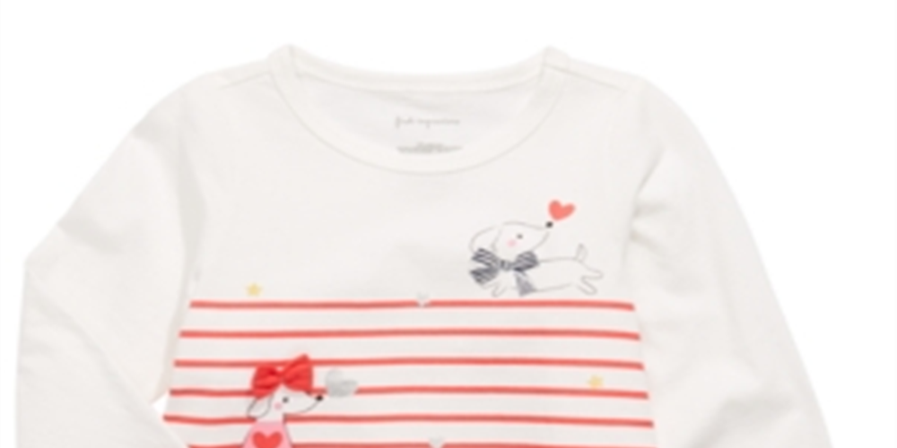 Camiseta listrada de manga comprida para bebês meninas First Impressions, branca, tamanho 12 MOS