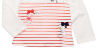 Camiseta listrada de manga comprida para bebês meninas First Impressions, branca, tamanho 12 MOS