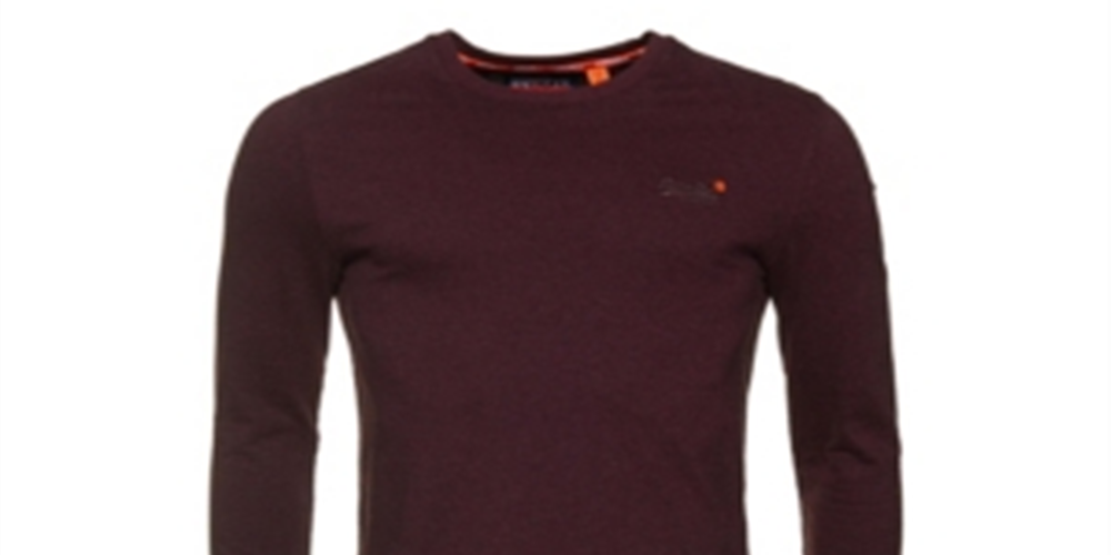 Camiseta Superdry Masculina Texturizada de Manga Longa Vermelha Tamanho XX-G