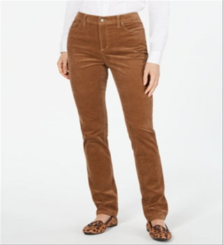 Calças de controle de barriga de veludo cotelê Lexington feminino Charter Club, marrom, tamanho 4