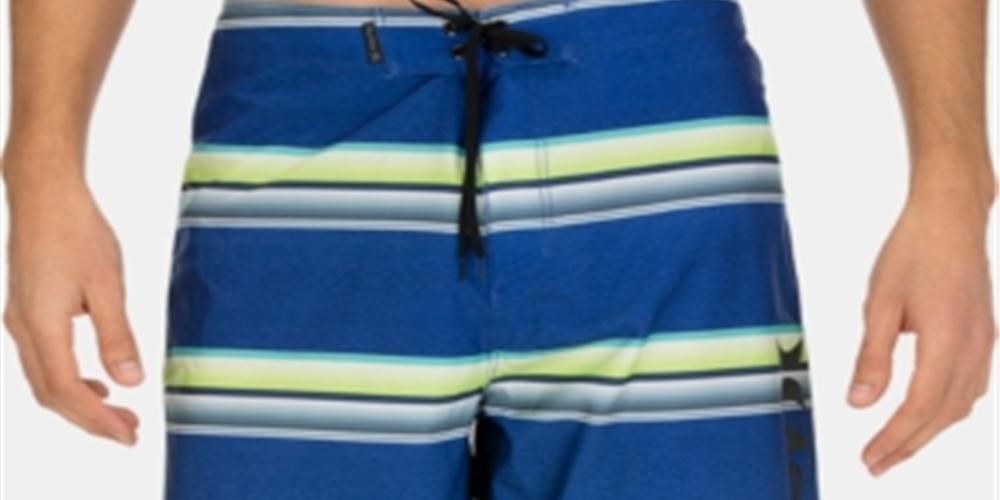 Calções de banho listrados Hurley para homem, azul, tamanho -40