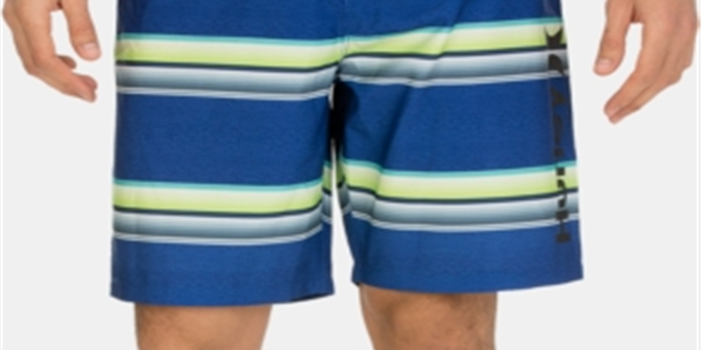 Calções de banho listrados Hurley para homem, azul, tamanho -40