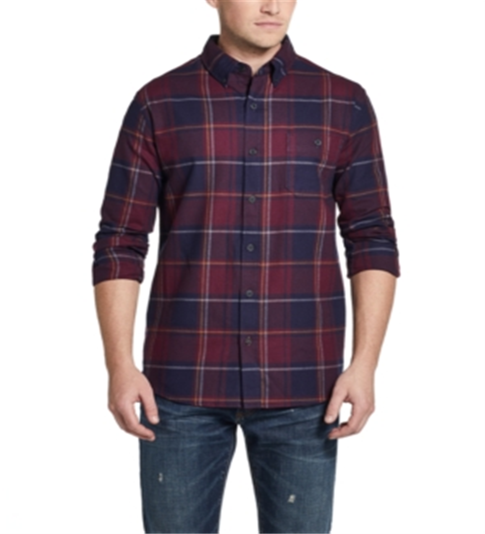Camisa social masculina xadrez xadrez vintage à prova de intempéries, tamanho grande, vermelha
