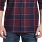 Camisa social masculina xadrez xadrez vintage à prova de intempéries, tamanho grande, vermelha