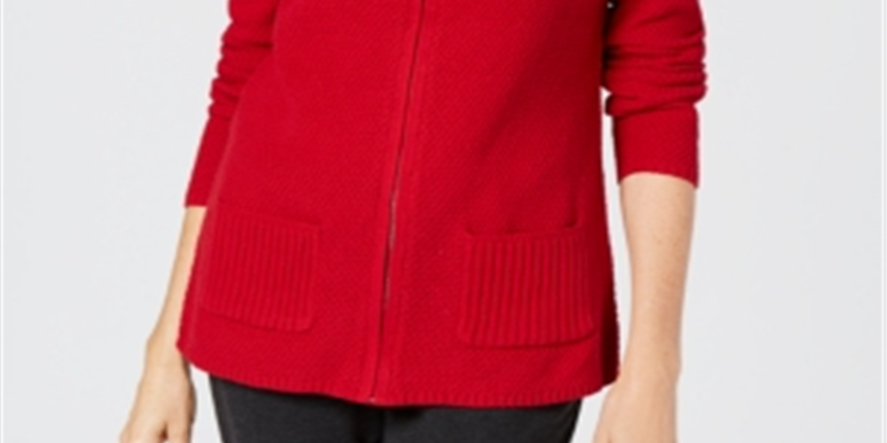 Karen Scott Cardigan Feminino Textu com Zíper Frontal Vermelho Tamanho P