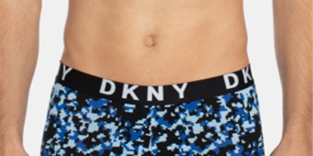 Cueca Boxer Masculina DKNY Estampada Modal Azul Tamanho Médio