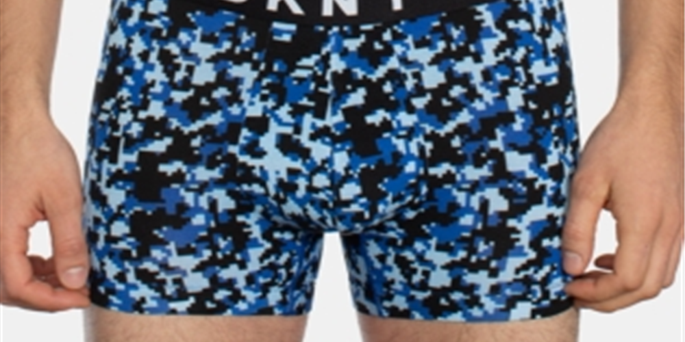 Cueca Boxer Masculina DKNY Estampada Modal Azul Tamanho Médio