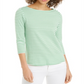 Camiseta listrada de algodão Supima feminina Charter Club, verde, tamanho XX-G