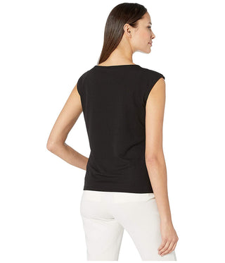 Blusa Calvin Klein Feminina Sem Mangas com Botões no Ombro Preta Tamanho Grande