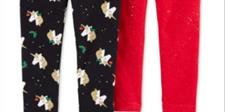 Legging Carter's Toddler Girl com estampa de unicórnio e glitter, pacote com 2, vermelha, tamanho 5T