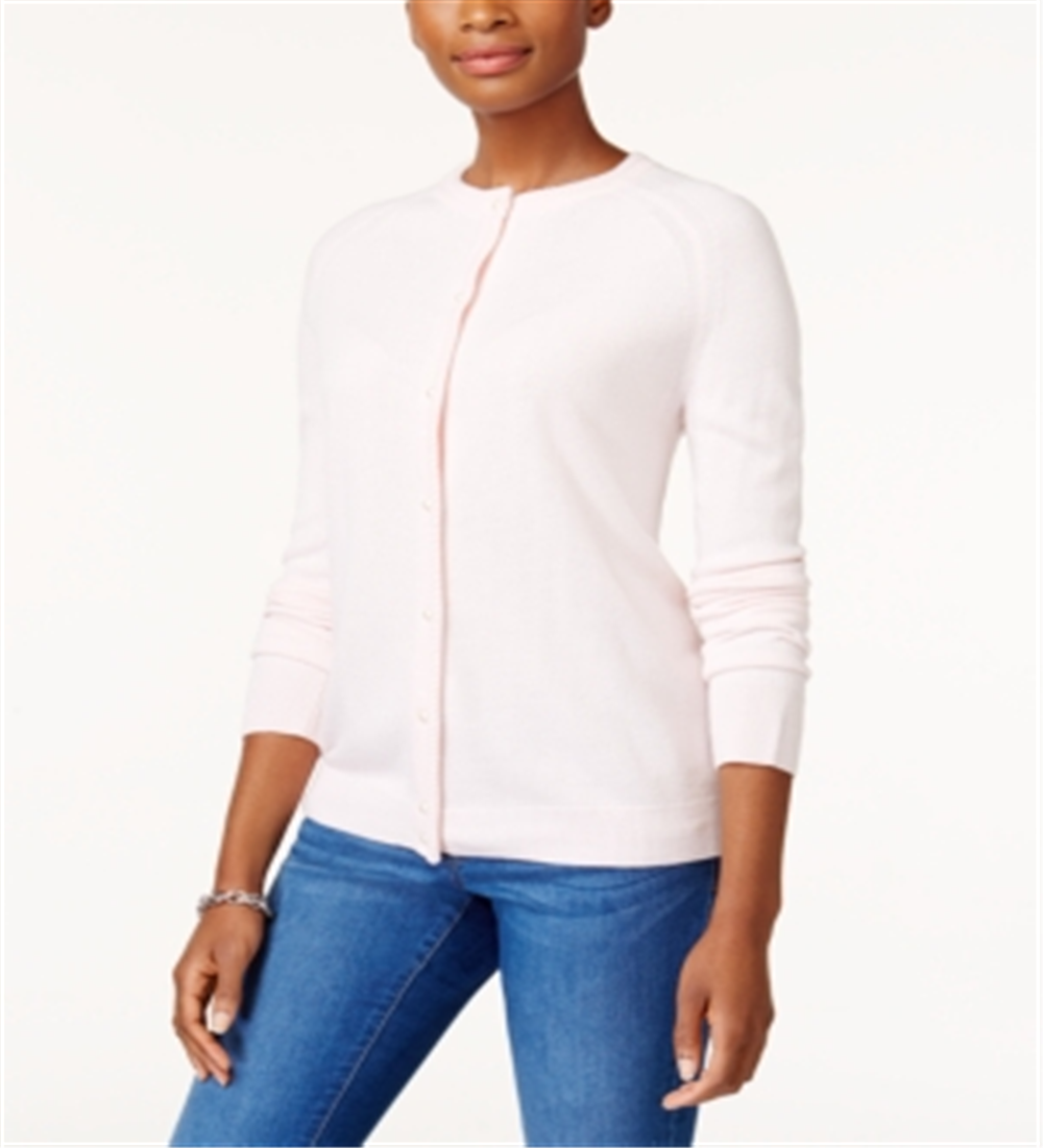 Karen Scott Cardigan Feminino com Botões e Contas Rosa Tamanho XS