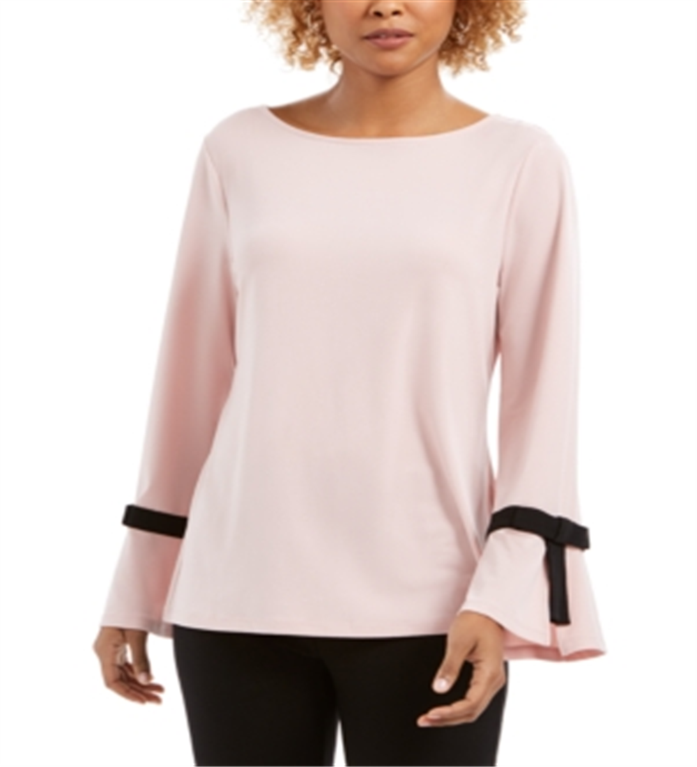 Top de crepe feminino Charter Club com manga amarrada, rosa, tamanho XX-G