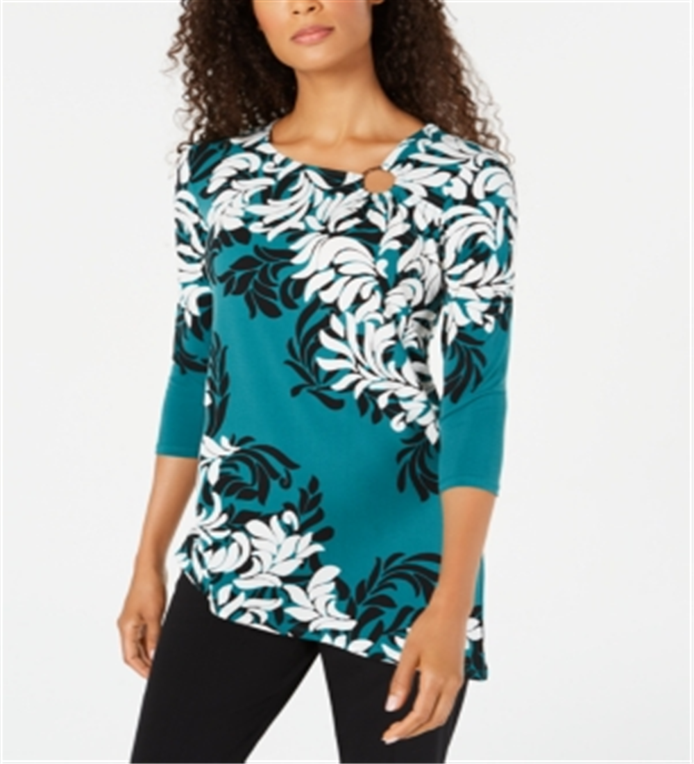 Top assimétrico feminino JM Collection verde tamanho pequeno P