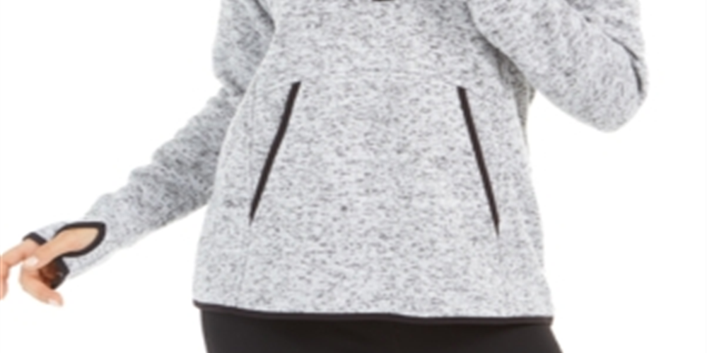 Suéter com capuz feminino Ideology com zíper de um quarto, cinza, tamanho P