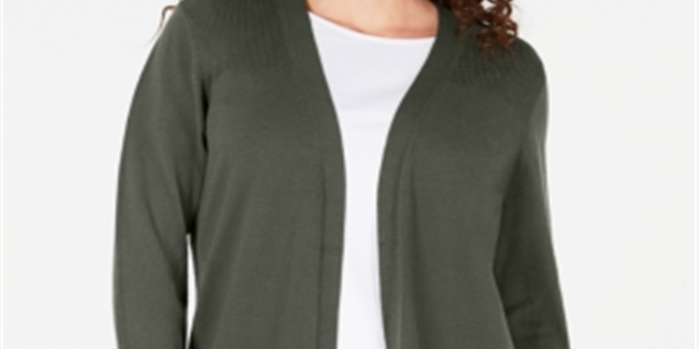 Karen Scott Cardigan Feminino com Frente Aberta e Punhos e Botões Verde Tamanho -GG