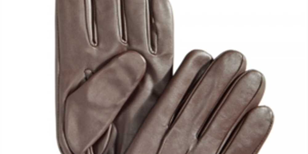 Luvas de inverno masculinas Club Room com tela sensível ao toque em couro marrom tamanho grande