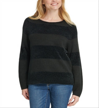 Suéter listrado feminino DKNY preto tamanho grande