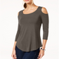 Blusa feminina com ombros descobertos da coleção JM, marrom, tamanho M