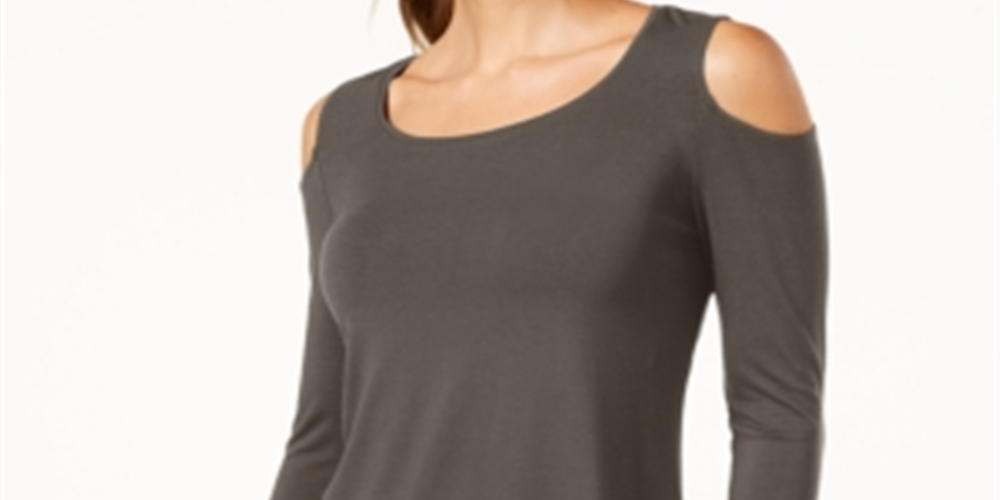 Blusa feminina com ombros descobertos da coleção JM, marrom, tamanho M