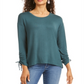 Blusa feminina com cordão e punho estilo "Style &amp; Co" verde oliva, tamanho pequeno XL