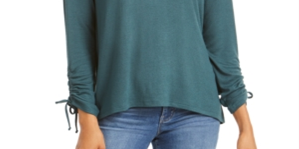 Blusa feminina com cordão e punho estilo "Style &amp; Co" verde oliva, tamanho pequeno XL
