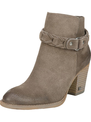 Botas de cano curto femininas Sam Edelman Minetta Suede com salto bloco, cinza, tamanho 10 M