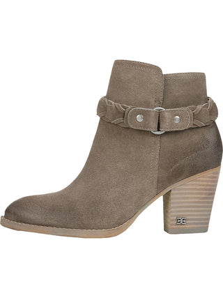 Botas de cano curto femininas Sam Edelman Minetta Suede com salto bloco, cinza, tamanho 10 M