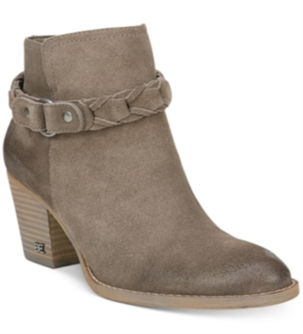Botas de cano curto femininas Sam Edelman Minetta Suede com salto bloco, cinza, tamanho 10 M