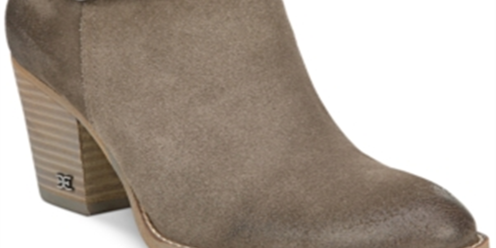 Botas de cano curto femininas Sam Edelman Minetta Suede com salto bloco, cinza, tamanho 10 M