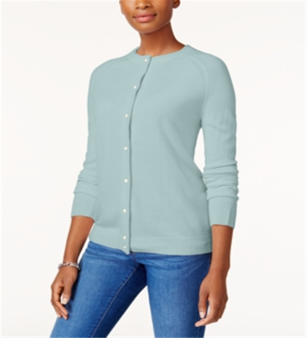 Karen Scott Cardigan Feminino com Botões e Contas Azul Tamanho XS