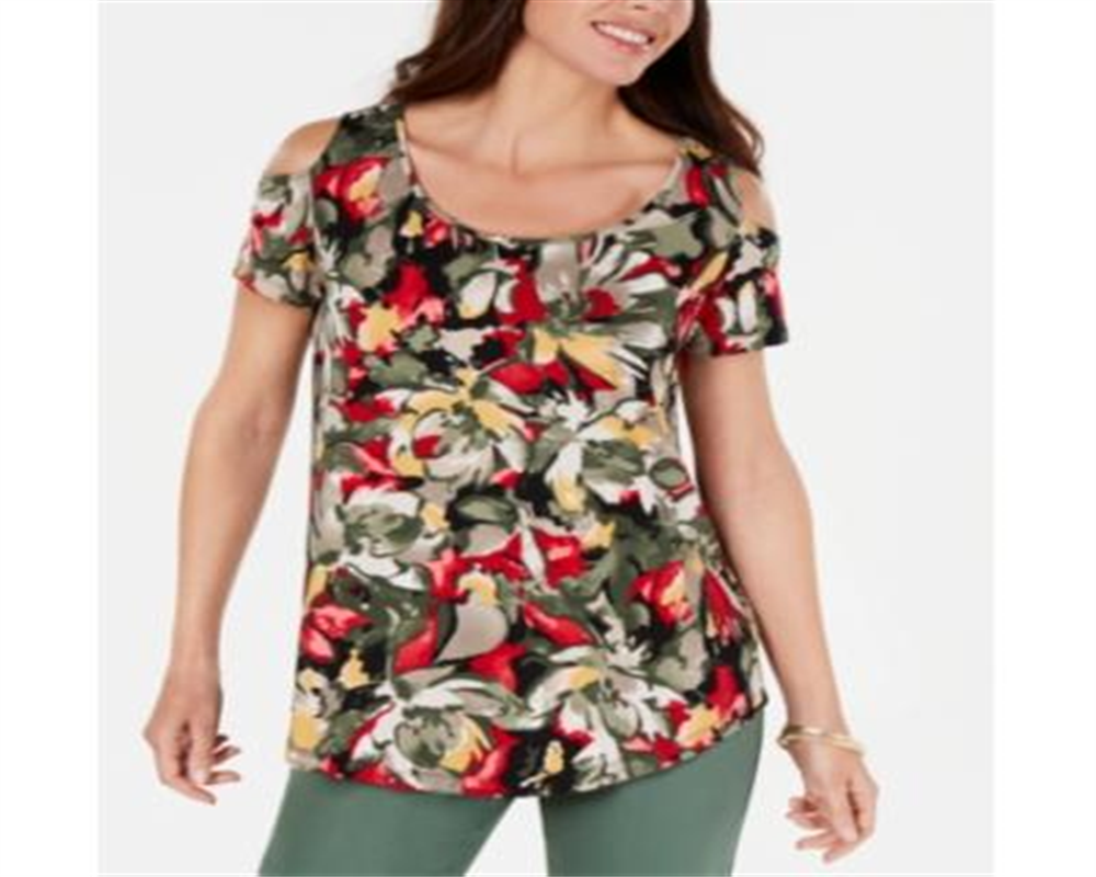 JM Collection Blusa Estampada Feminina Verde Tamanho PP