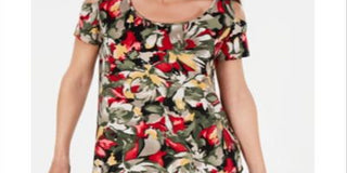 JM Collection Blusa Estampada Feminina Verde Tamanho PP