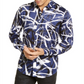 Camisa masculina de cetim estampada com botões da INC International Concepts, azul, tamanho 2XB