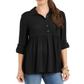 Camisa oversized feminina Style &amp; Co com mangas dobradas, preta, tamanho GG