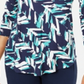 Blusa feminina com estampa floral JM Collection, azul/verde, tamanho pequeno grande
