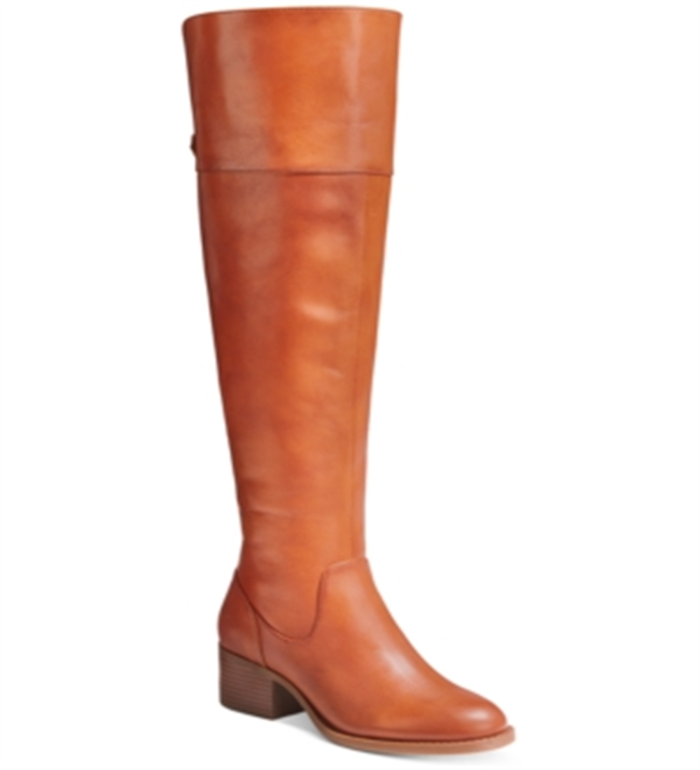 Botas femininas de couro Karmenn Tall Over the Knee da INC International Concepts, marrom, tamanho 6,5 M
